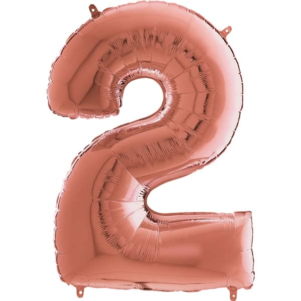 26" Grabo Rose Gold Number 2 Shape Balloons