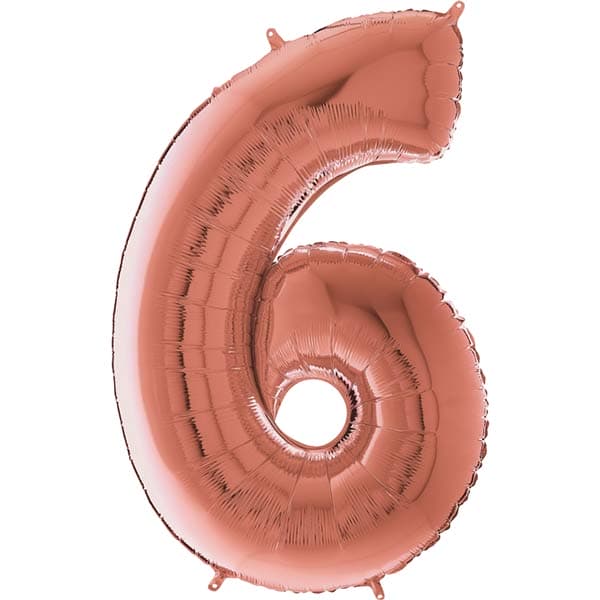 26" Grabo Rose Gold Number 6 Shape Balloons
