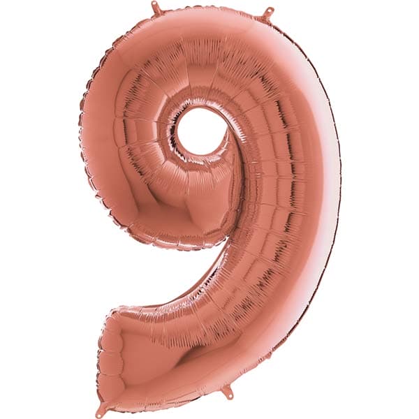26" Grabo Rose Gold Number 9 Shape Balloons