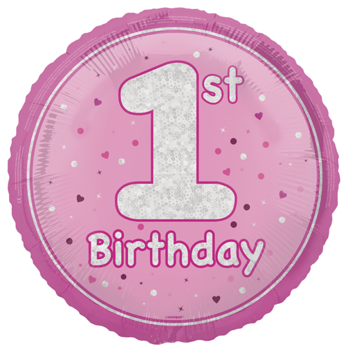 UNIQUE 18" AGE 1 PINK BALLOON