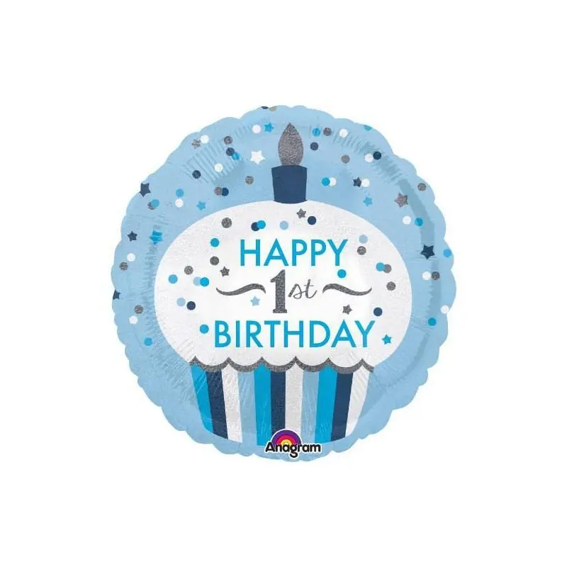 18" Foil Balloon - Happy 1st Birthday Blue