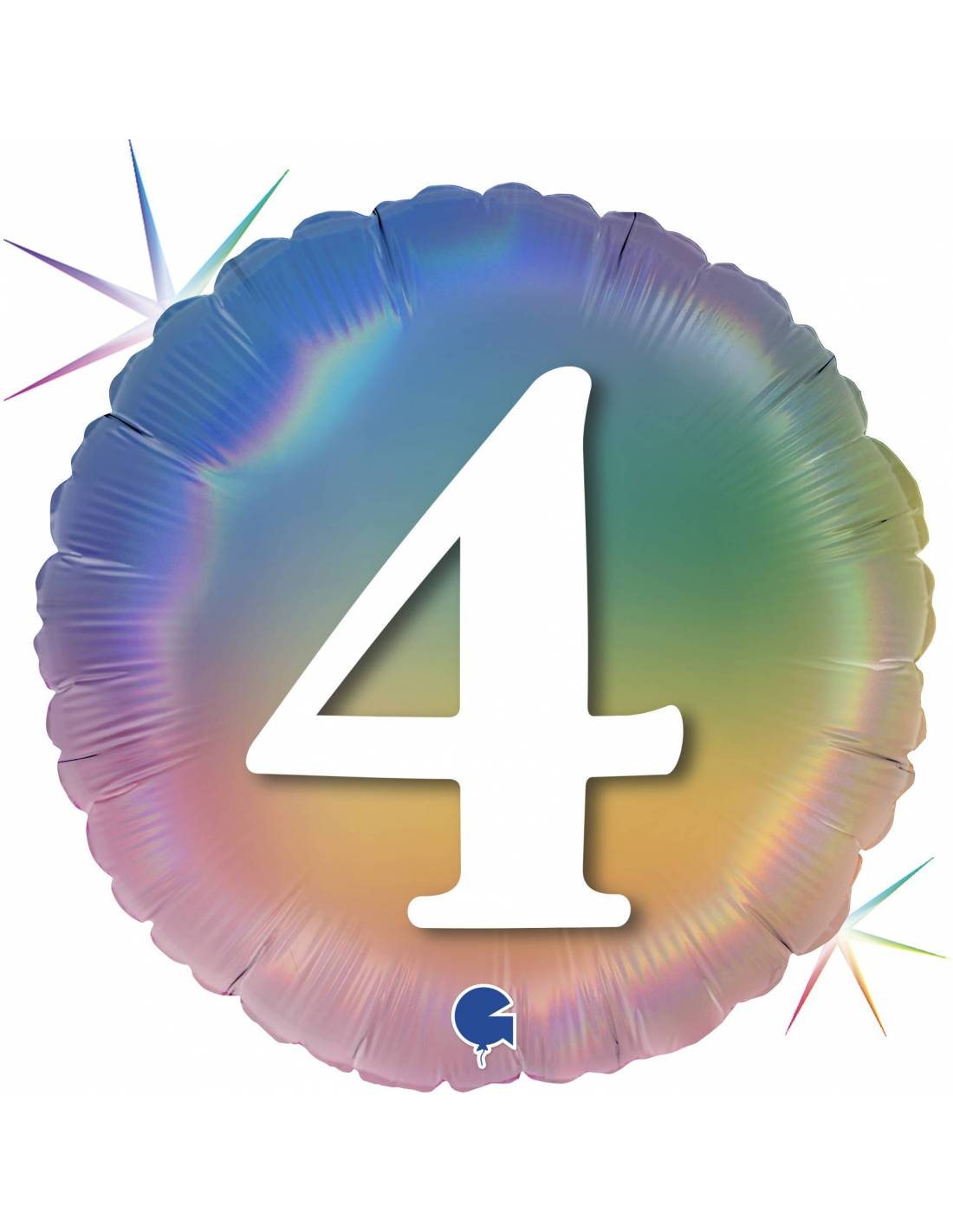 18" Happy 4 Colourful Rainbow Foil Balloon Packaged