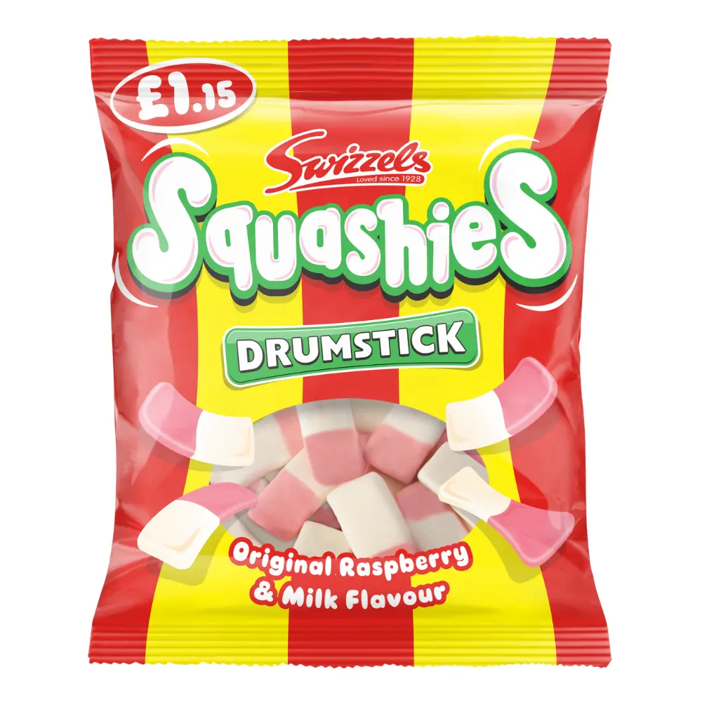 Swizzels Drumstick Squashies Original Raspberry & Milk Flavour Bag 120g