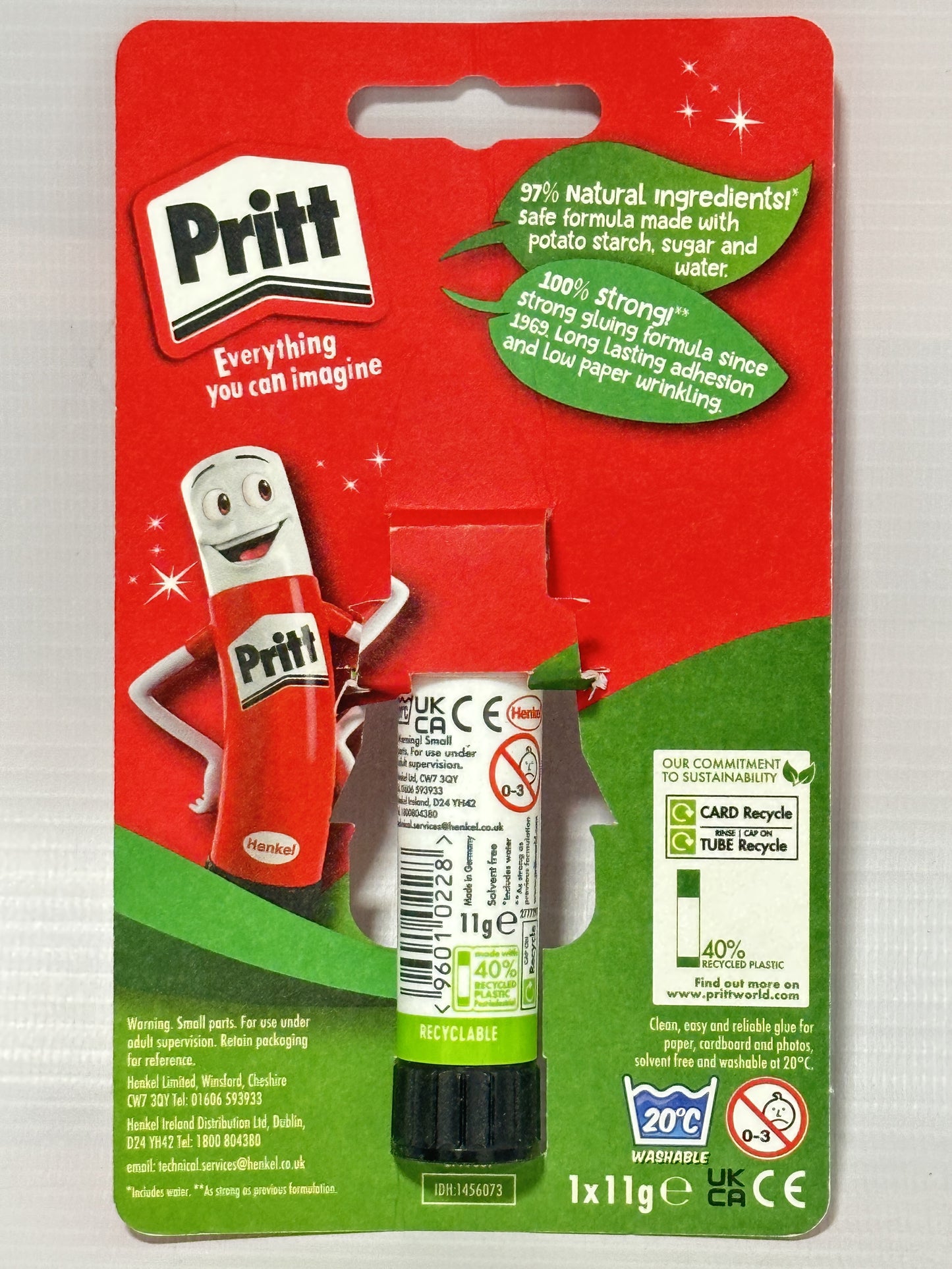 Pritt Original Glue Stick – 11g | 97% Natural, Solvent-Free & Recyclable | Child-Safe