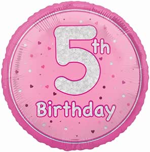 Unique Party 18" Birthday Pink Glitz Number 5 Round Foil Balloon