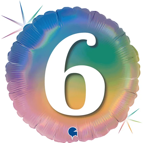 18" Happy 6 Colourful Rainbow Foil Balloon Packaged