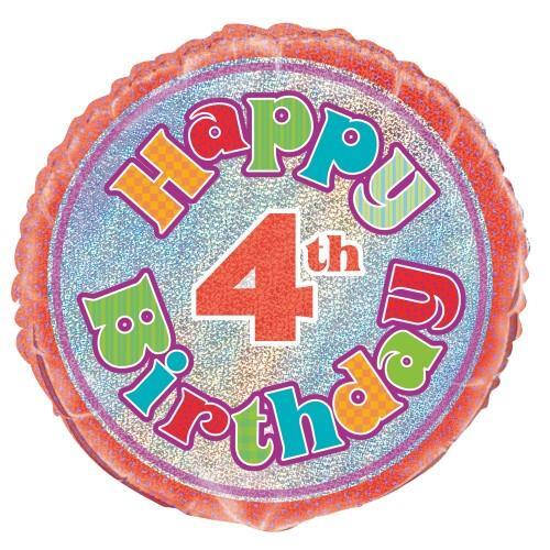 Happy 4th Birthday Prismatic 18in. Foil Balloon