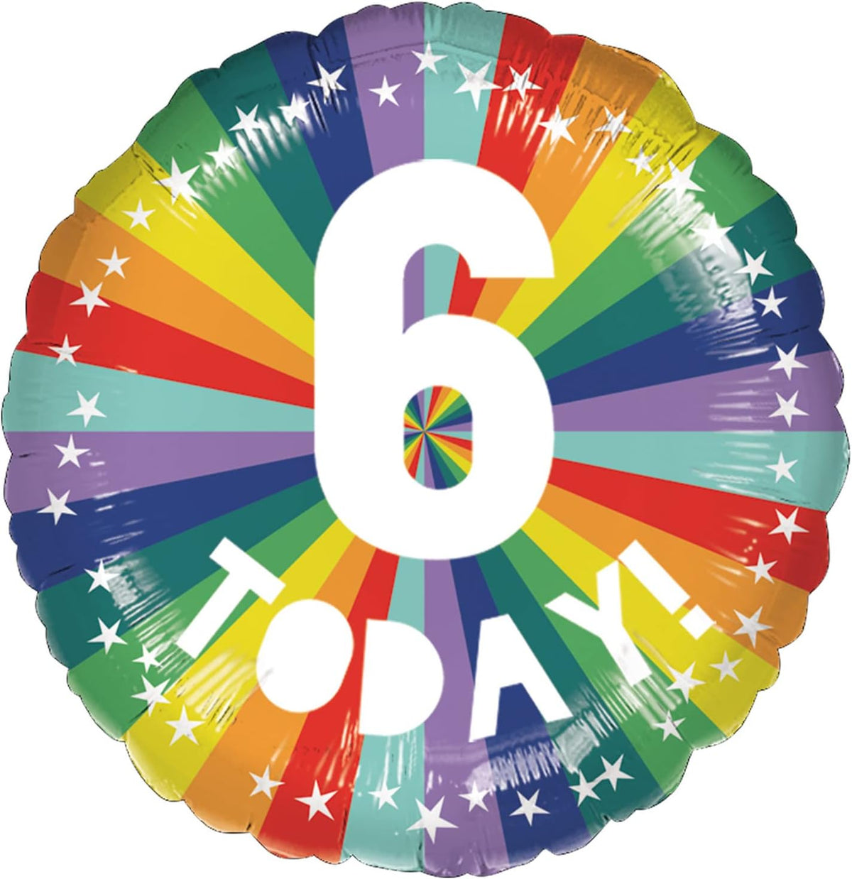 Rainbow Stripe 6 Today! Round Foil Balloon - 18"
