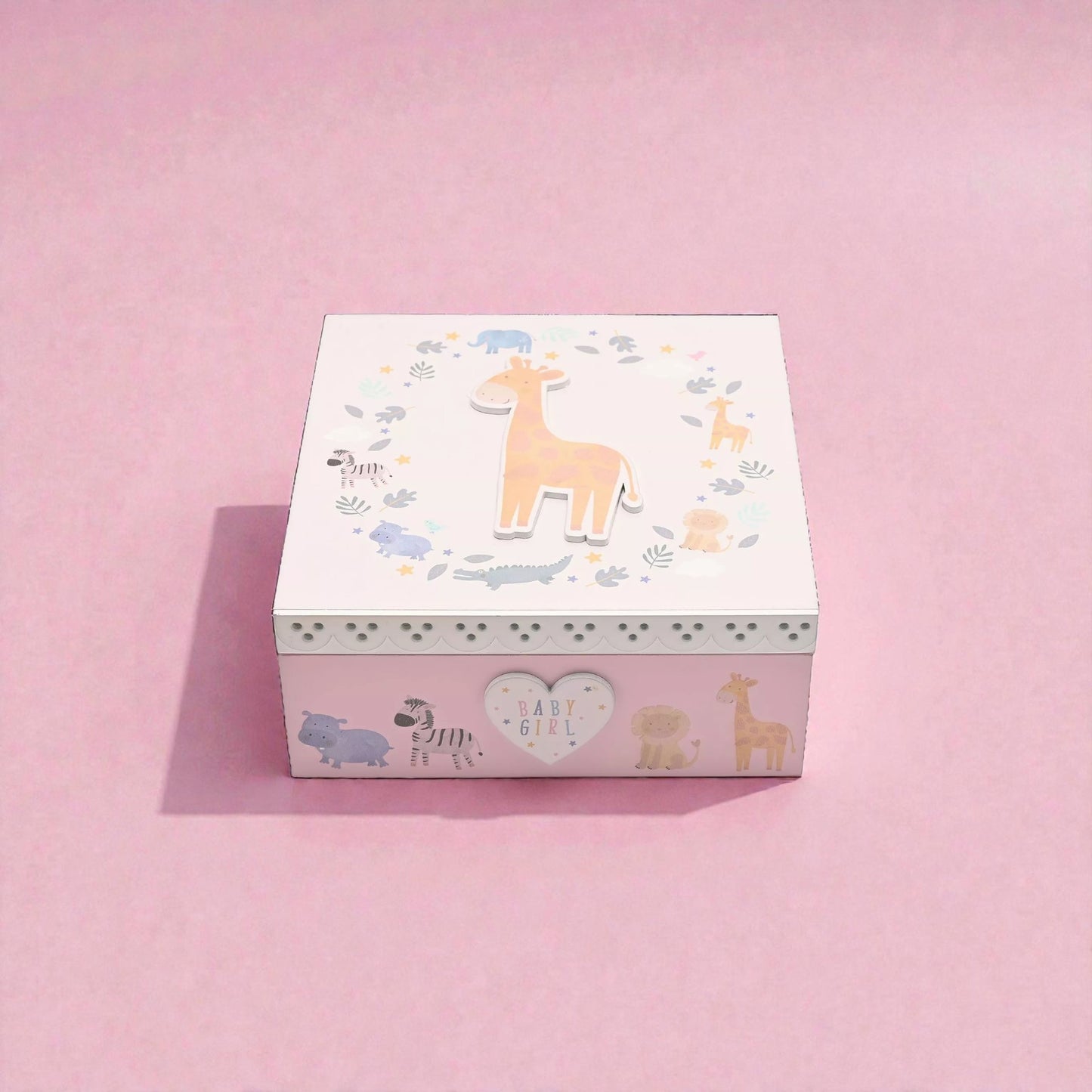 Pink Baby Girl Giraffe Keepsake Box