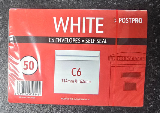 POSTPRO C6 Envelopes Pack of 50