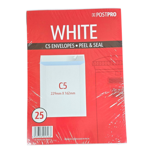 25 x White C5 envelope pack
