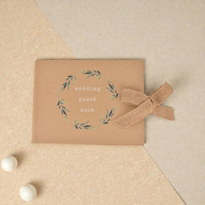 Wedding Floral Guest Book with Hessian Ribbon Tie