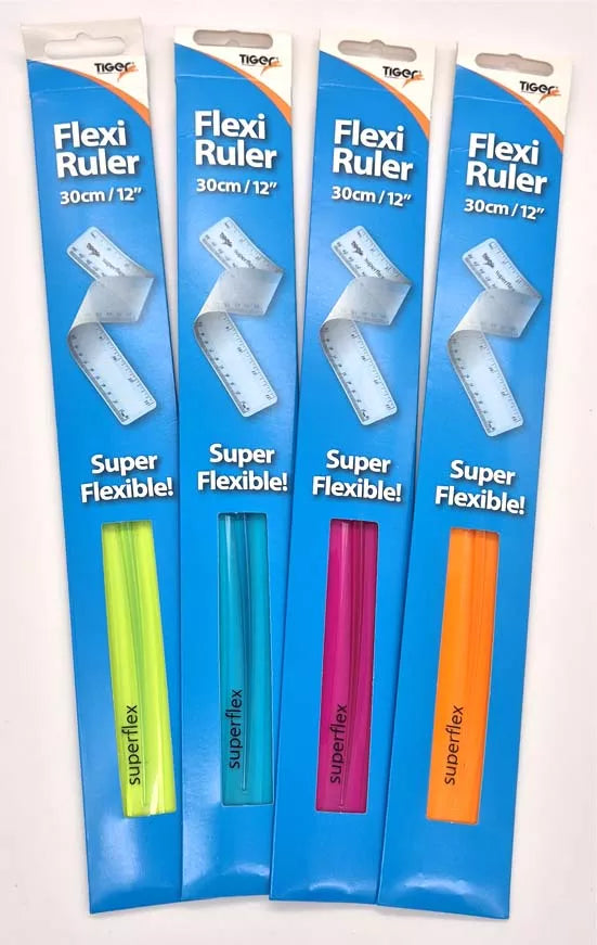 TIGER 30cm FLEXI RULER ASST COLOURS 12's