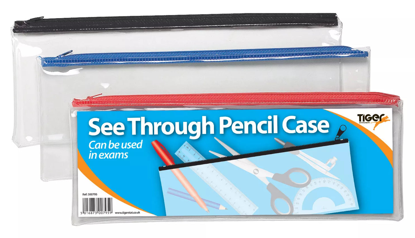 30 x 12.5cm CLEAR PENCIL CASE
