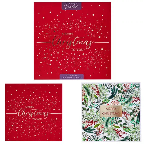CHRISTMAS BY VIOLET Pk10 CHRISTMAS CARDS - MERRY CHRISTMAS