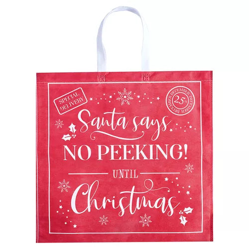 PARTISAN CHRISTMAS 50x50x15cm SQUARE JUMBO NON WOVEN GIFT BAG - RED