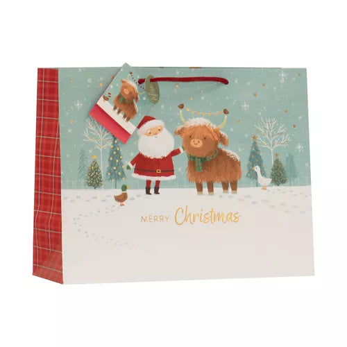 CHRISTMAS BY VIOLET MEDIUM SHOPPER GIFT BAG - SANTA & DOUGAL