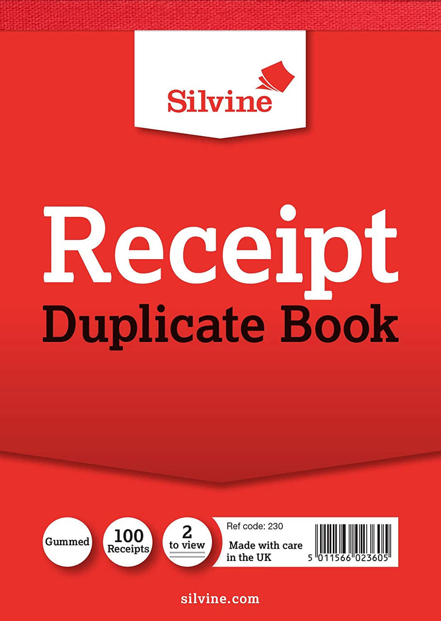 Silvine Duplicate Cash Receipt Book Gummed 50 Sheets (Reference Number 230)